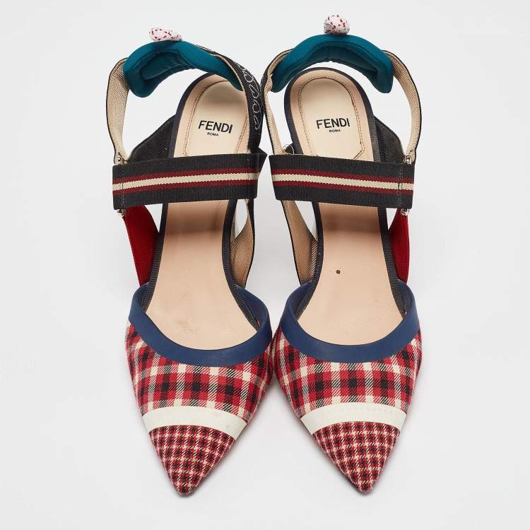 Pre Owned Fendi Multicolor Canvas Colibri Pumps Size 40