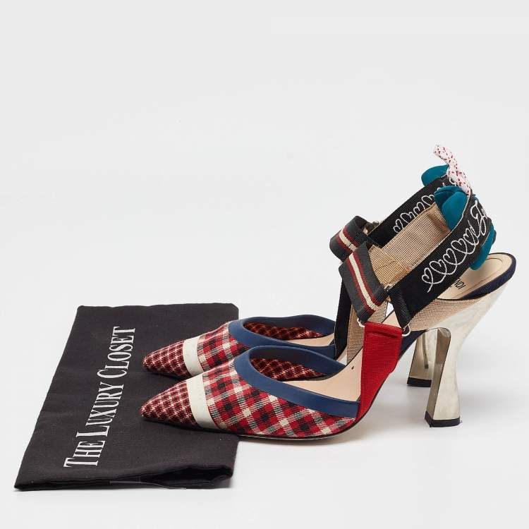 Pre Owned Fendi Multicolor Canvas Colibri Pumps Size 40