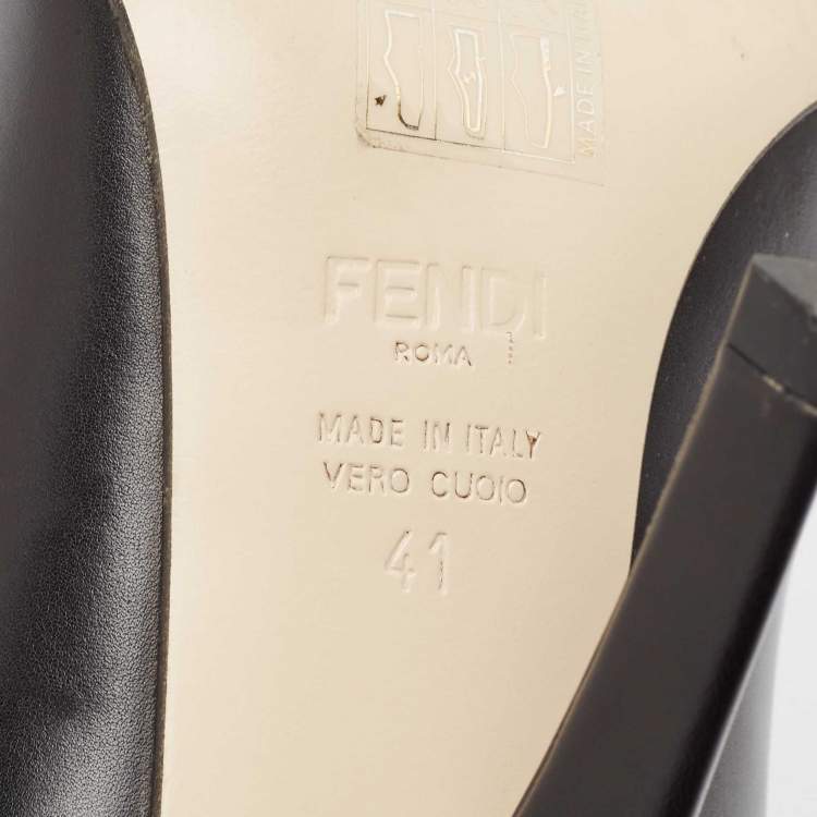 Pre Owned Fendi Black/Beige Leather Pointed Toe Pumps Size 41