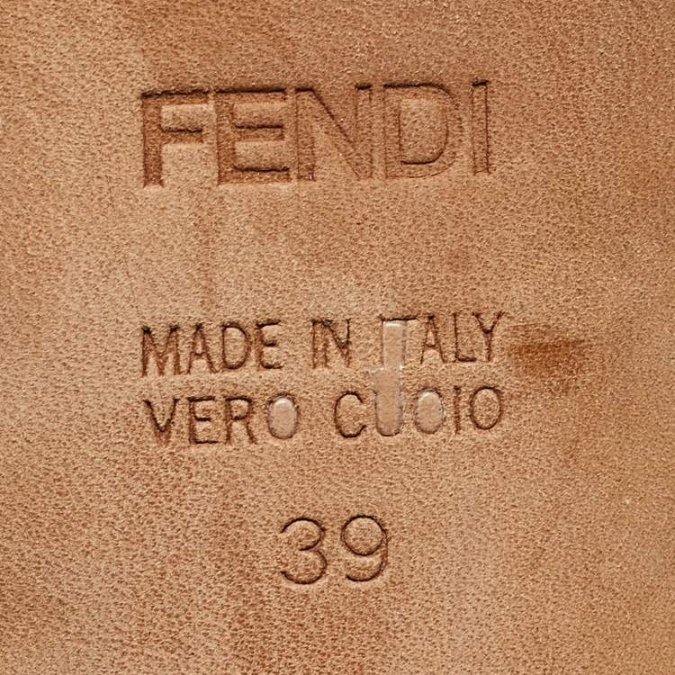 Pre Owned Fendi Silver Suede Slide Sandals Size 39