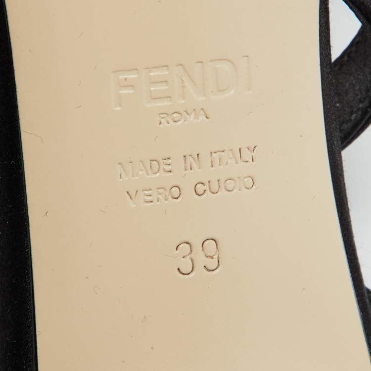 Pre Owned Fendi Black Tulle And Satin Colibri Lite Slingback Sandals Size 39