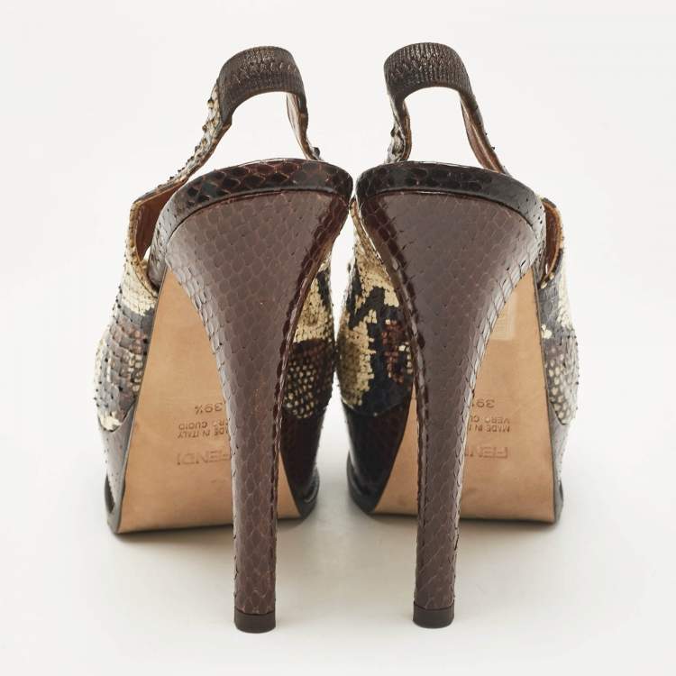 Pre Owned Fendi Multicolor Python Leather Fendista Platform Pumps Size 39.5