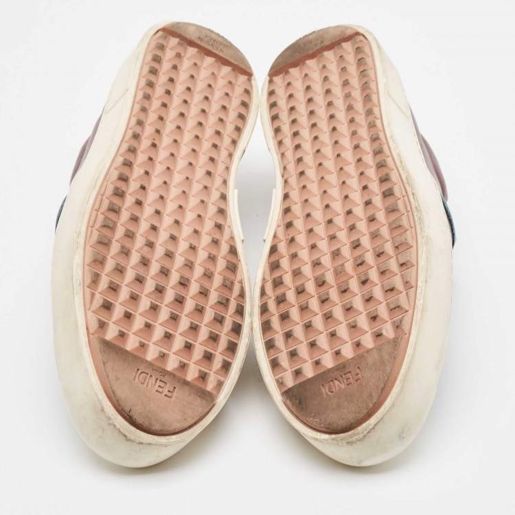 Pre Owned Fendi Multicolor Leather Monster Slip On Sneakers Size 36.5
