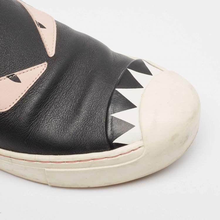 Pre Owned Fendi Multicolor Leather Monster Slip On Sneakers Size 36.5