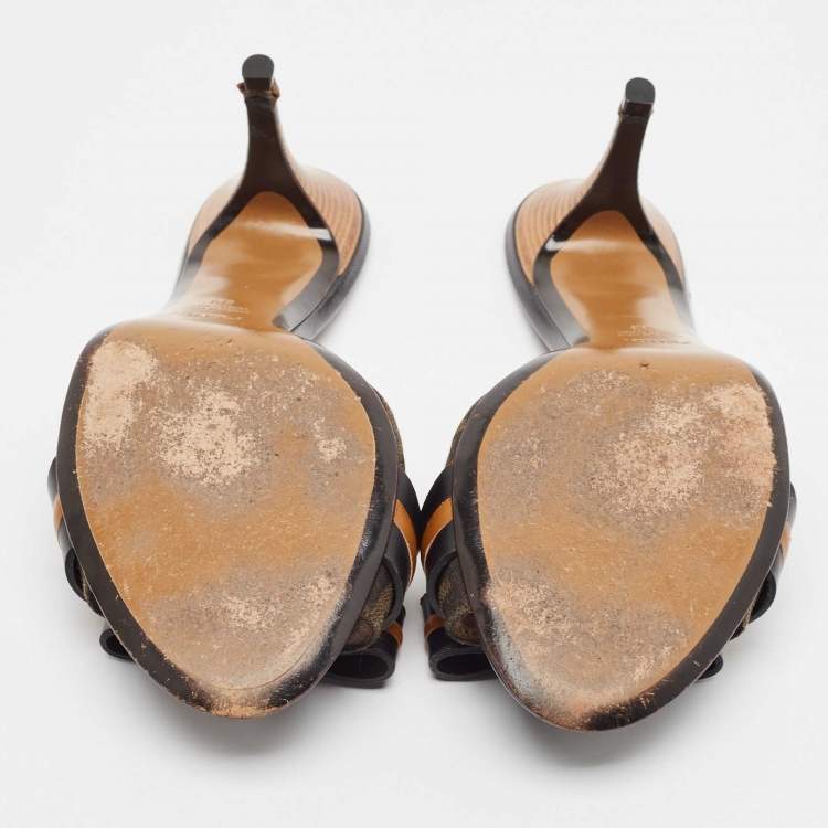 Pre Owned Fendi Zucca Canvas Pride and Prejudice Bow Slides Size 39