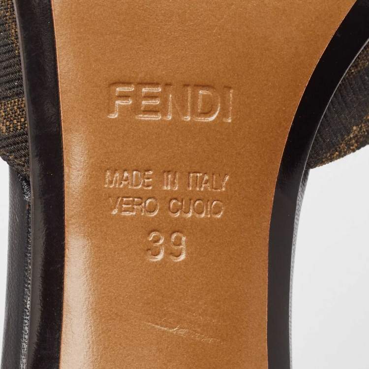 Pre Owned Fendi Zucca Canvas Pride and Prejudice Bow Slides Size 39