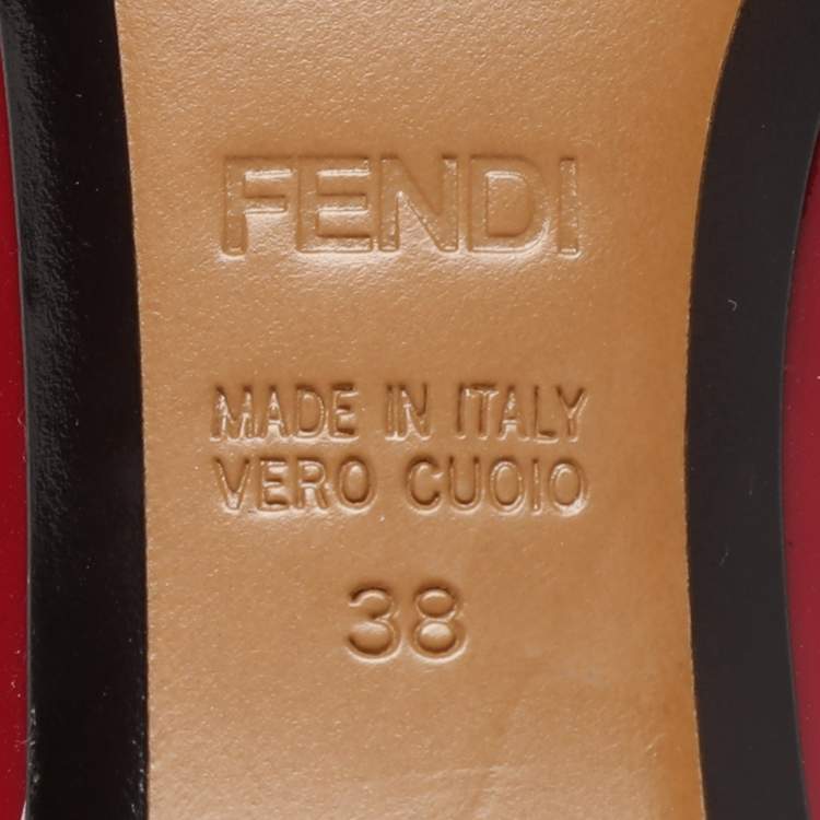 مملوكة مسبقًا Fendi Burgundy Patent Leather Embellished Block Heel Pumps Size 38