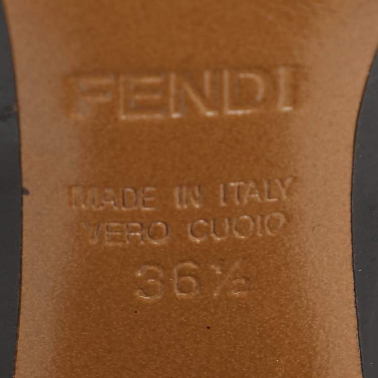 Pre Owned Fendi Black Leather Polifonia Booties Size 36.5