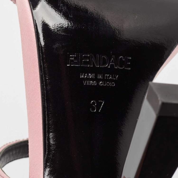 Pre Owned Fendi x Versace Pink Satin Crystal Embellished Ankle Strap Sandals Size 37