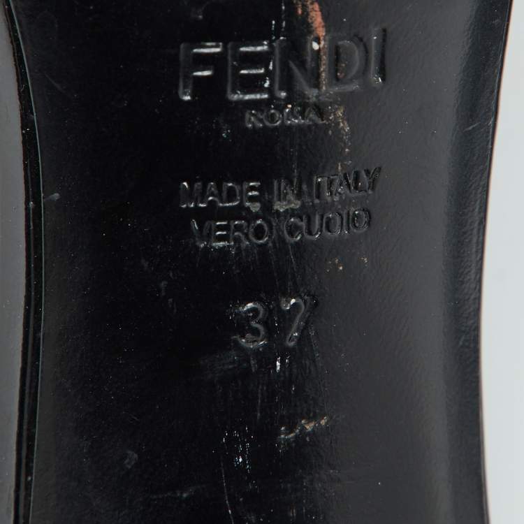 Pre Owned Fendi Black Patent Leather Slide Sandals Size 37