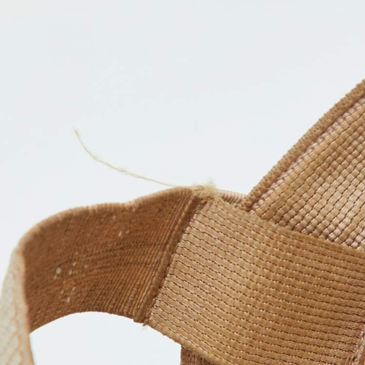 Pre Owned Fendi Beige Mesh and Fabric Colibri Pointed Toe Slingback Pumps Size 36.5