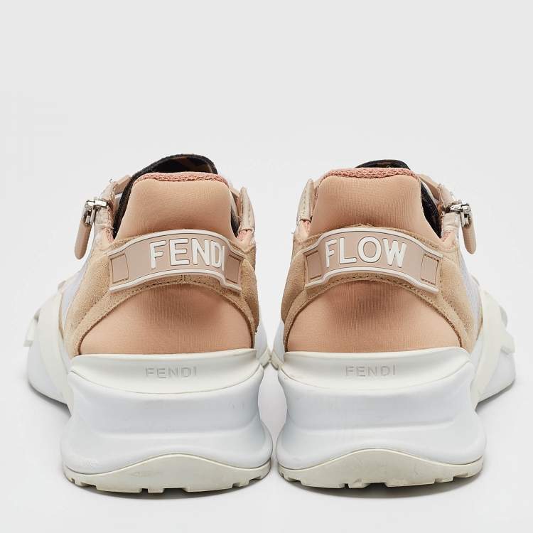 Pre Owned Fendi Multicolor Mesh and Suede Flow Lace Up Sneakers Size 38.5