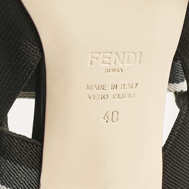 Pre Owned Fendi Black Zucca PVC and Leather Colibri Slingback Pumps Size 40