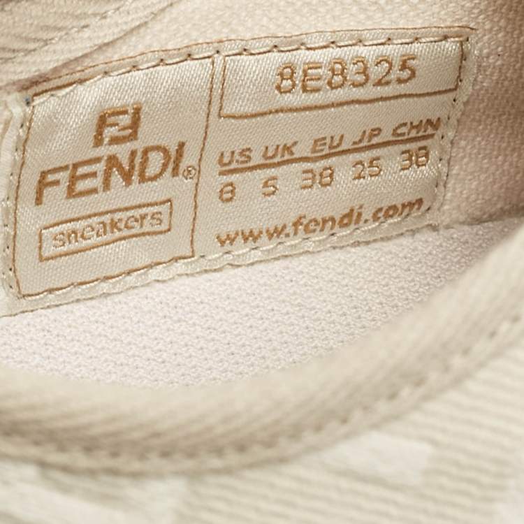 Pre Owned Fendi Grey FF Canvas Domino Lace Up Sneakers Size 38