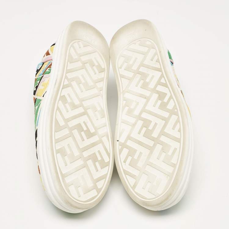 Pre Owned Fendi Multicolor Canvas FF Vertigo Slip On Sneakers Size 40
