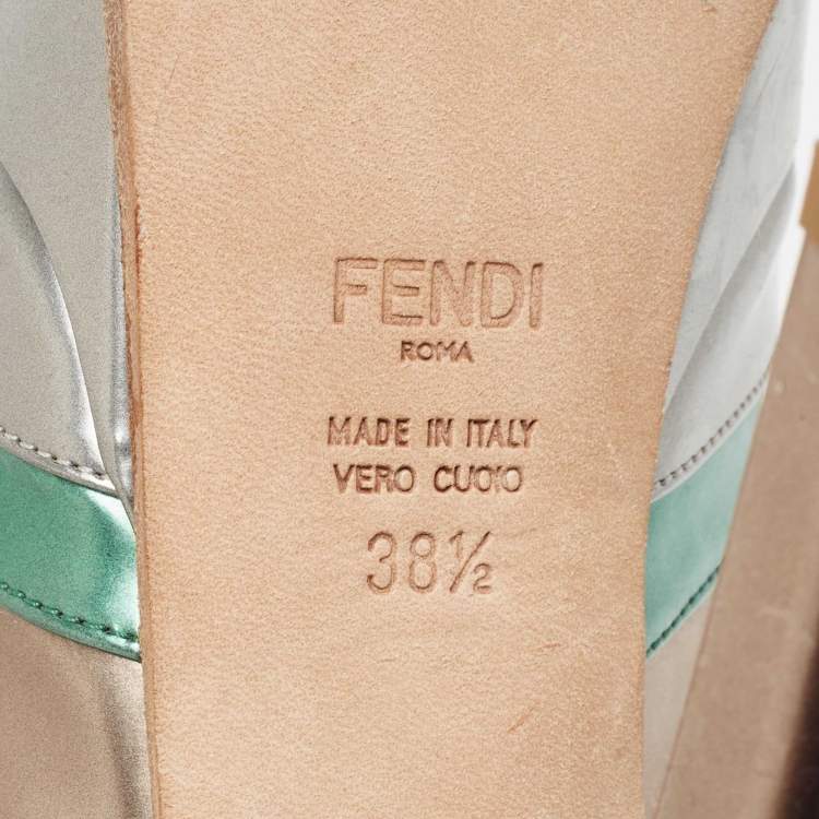 Pre Owned Fendi Multicolor Leather Fendista Peep Toe Platform Pumps Size 38.5