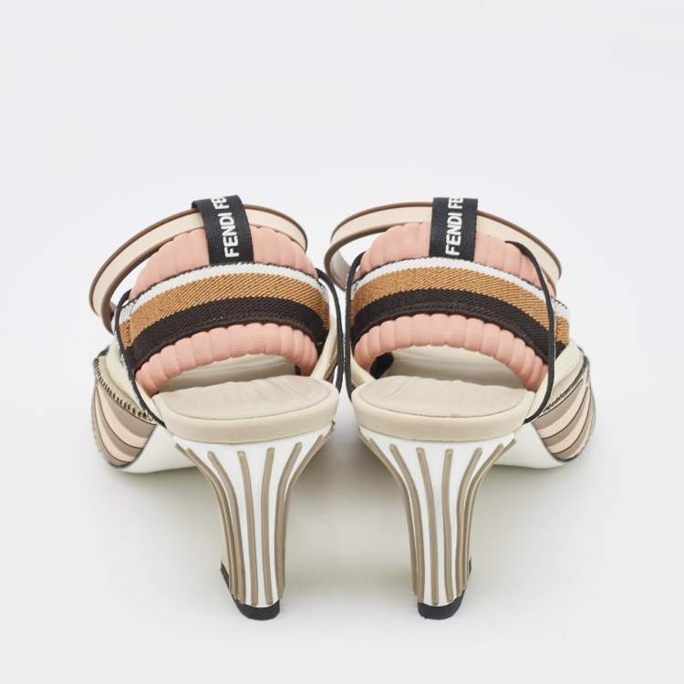 Pre Owned Fendi Multicolor Technical Mesh Patchwork FFreedom Sandals Size 40