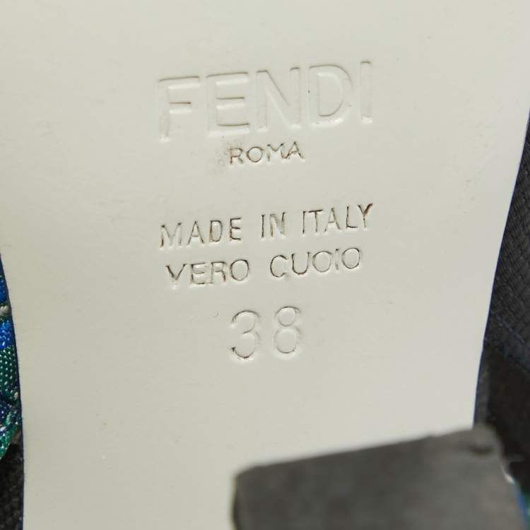 Pre Owned Fendi Multicolor Canvas and Mesh Colibri Pumps Size 38