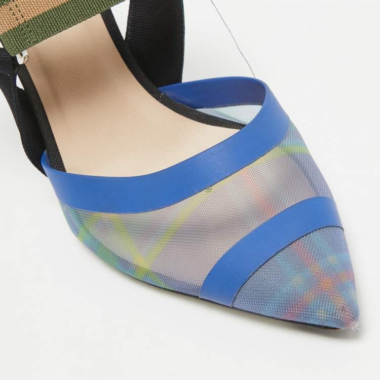 Pre Owned Fendi Multicolor Canvas and Mesh Colibri Pumps Size 38