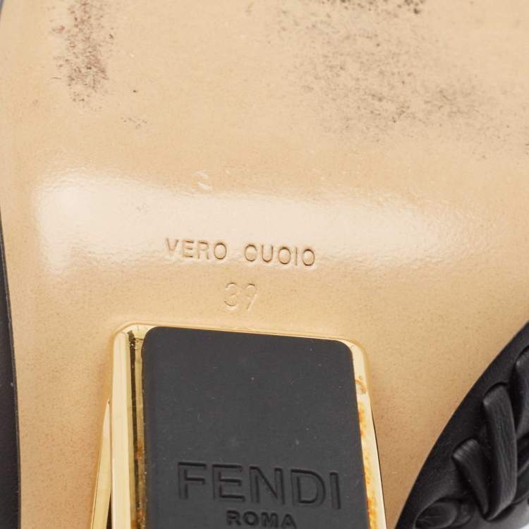 Pre Owned Fendi Black Leather Fendi First Ankle Strap Sandals Size 39