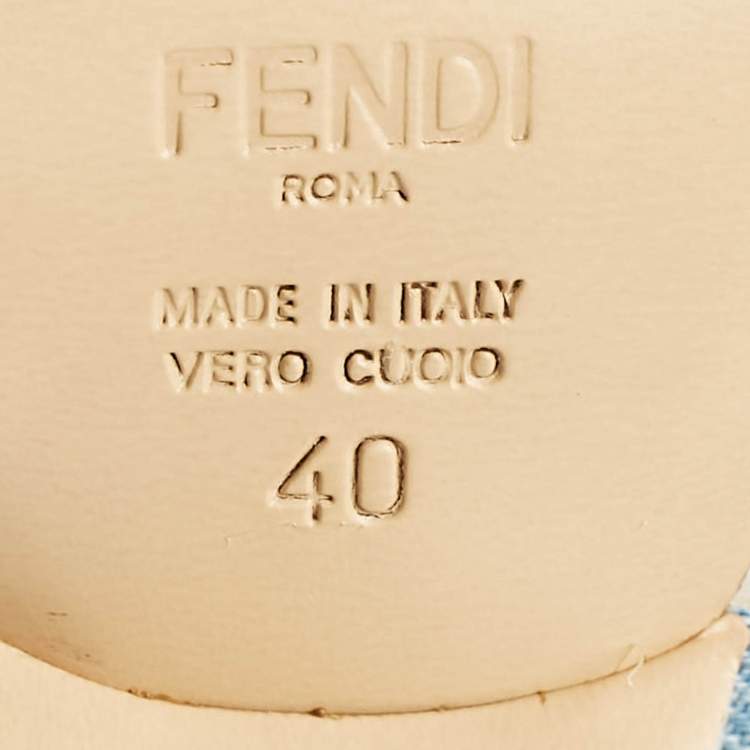 Pre Owned Fendi Blue Denim Ankle Strap Sandals Size 40