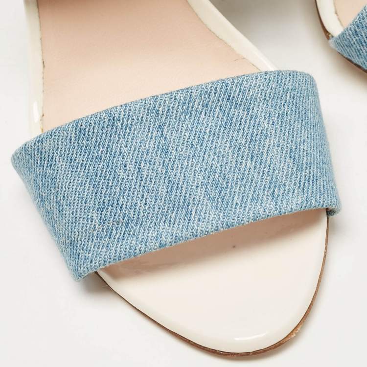 Pre Owned Fendi Blue Denim Ankle Strap Sandals Size 40