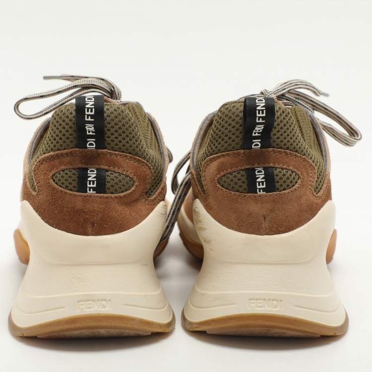 Pre Owned Fendi Beige Mesh and Suede FFluid Low Top Sneakers Size 39