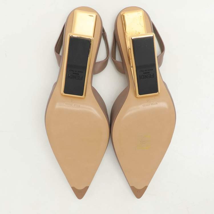 Pre Owned Fendi Beige Leather Fendi First Slingback Sandals Size 40