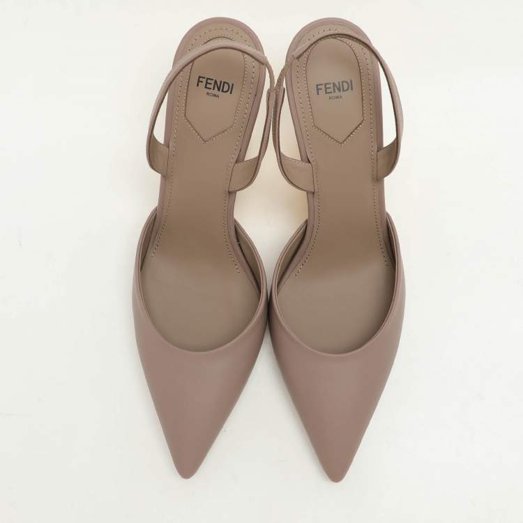 Pre Owned Fendi Beige Leather Fendi First Slingback Sandals Size 40