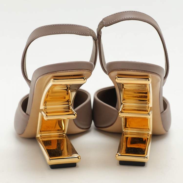 Pre Owned Fendi Beige Leather Fendi First Slingback Sandals Size 40