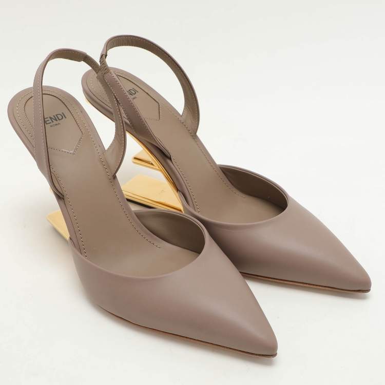 Pre Owned Fendi Beige Leather Fendi First Slingback Sandals Size 40
