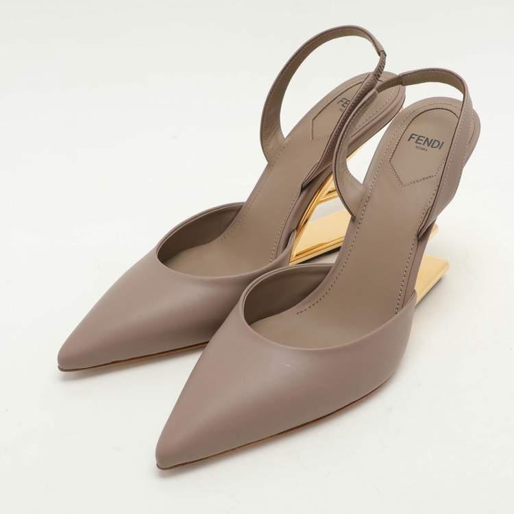 Pre Owned Fendi Beige Leather Fendi First Slingback Sandals Size 40
