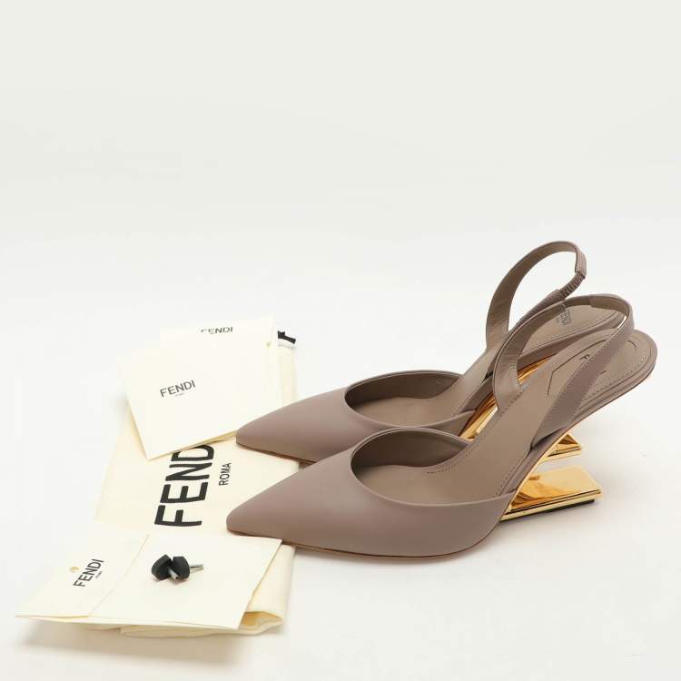 Pre Owned Fendi Beige Leather Fendi First Slingback Sandals Size 40