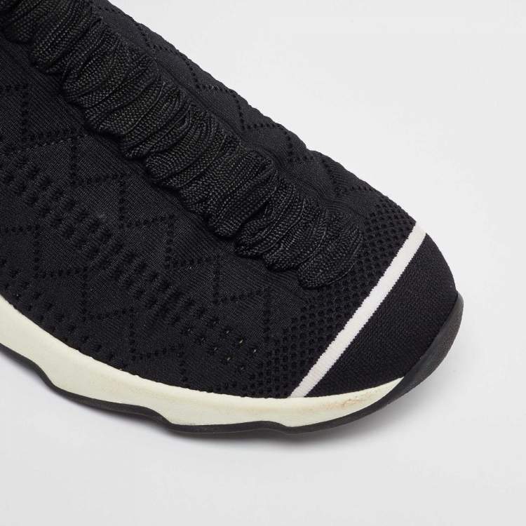 Pre Owned Fendi Black Knit Fabric Sock High Top Slip on Sneakers Size 38