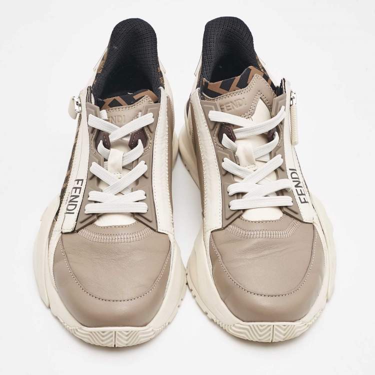 Pre Owned Fendi Multicolor Leather and Canvas Flow Low Top Sneakers Size 38