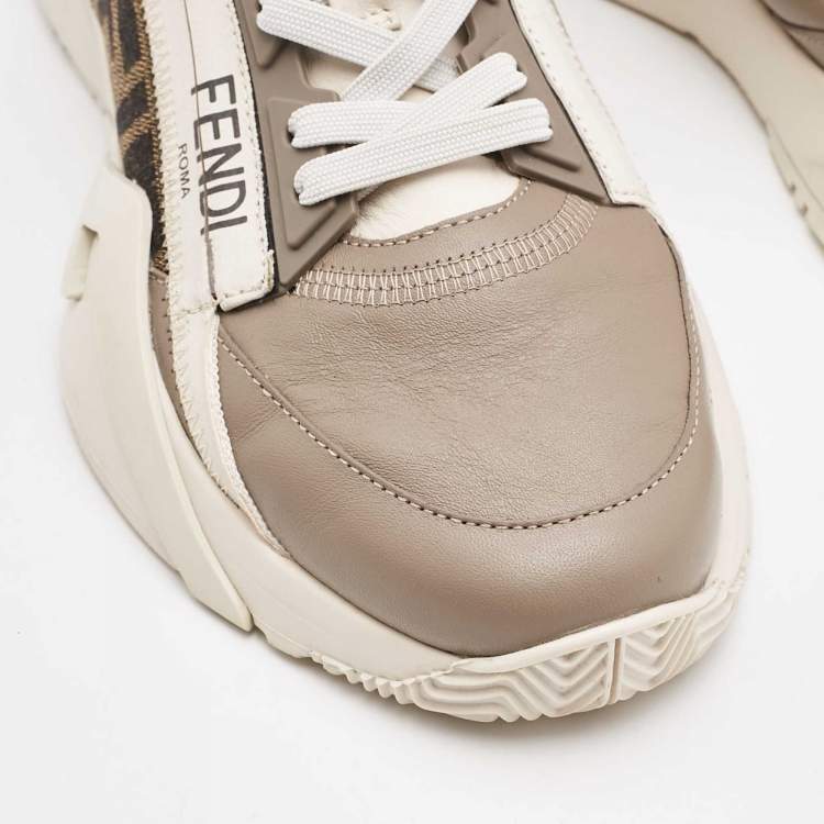 Pre Owned Fendi Multicolor Leather and Canvas Flow Low Top Sneakers Size 38