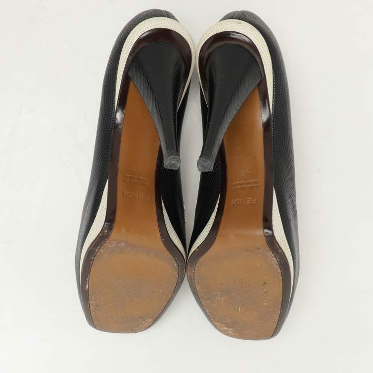 Pre Owned Fendi Multicolor Lizard Embossed Leather Loafer Pumps Size 41