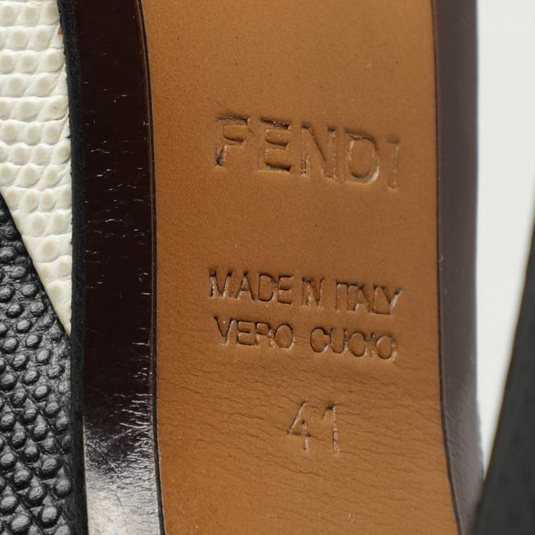 Pre Owned Fendi Multicolor Lizard Embossed Leather Loafer Pumps Size 41