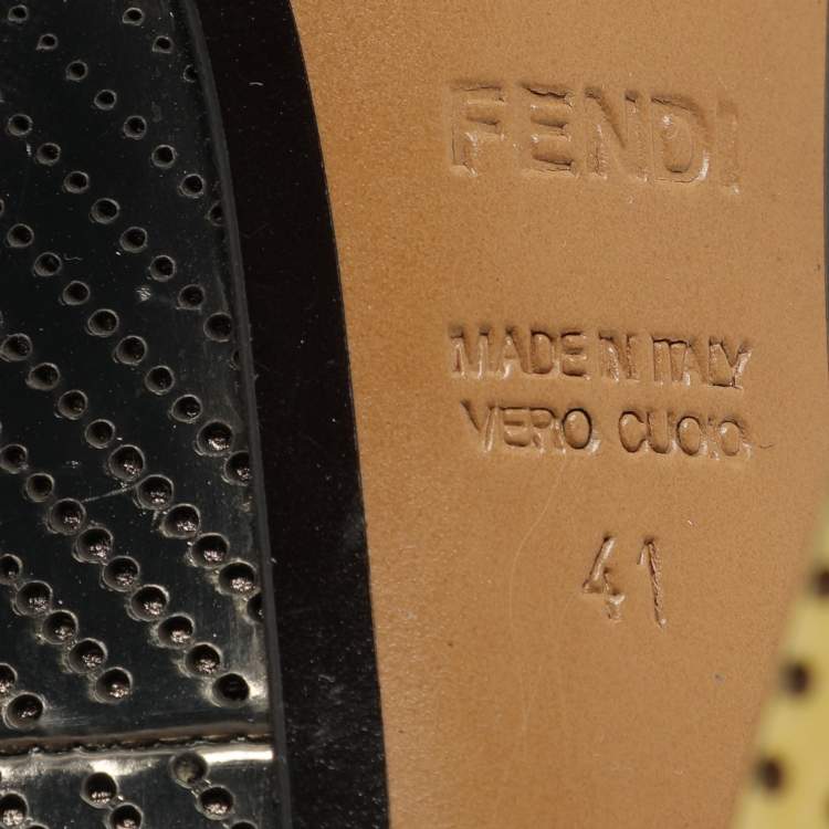 Pre Owned Fendi Metallic Perforated Leather T-Strap Pumps Size 41