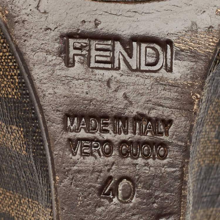 Pre Owned Fendi Tobacco Zucca Coated Canvas Wedge Pumps Size 40