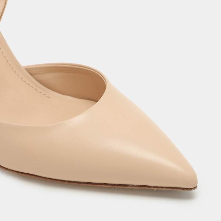 Pre Owned Fendi Beige Leather Fendi First Slingback Pumps Size 36