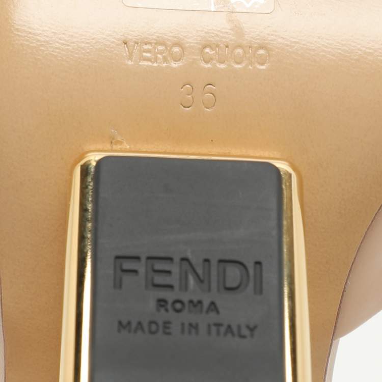Pre Owned Fendi Beige Leather Fendi First Slingback Pumps Size 36