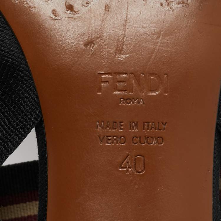 Pre Owned Fendi Black/Brown Zucca Mesh and Leather Colibri Pumps Size 40