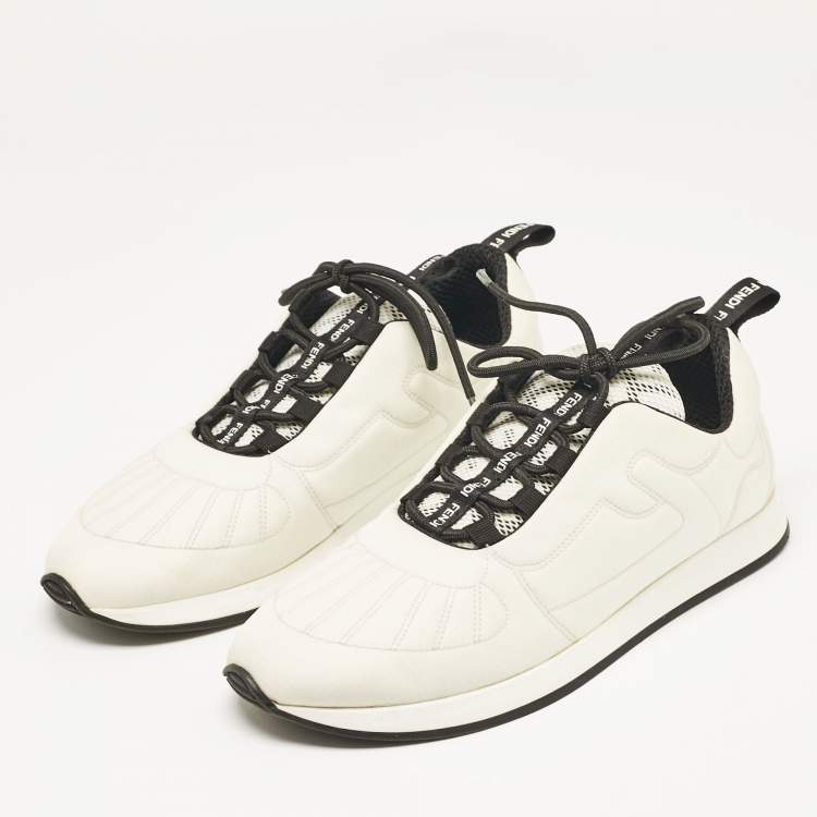 Pre Owned Fendi White Nylon FFreedom Low Top Sneakers Size 38