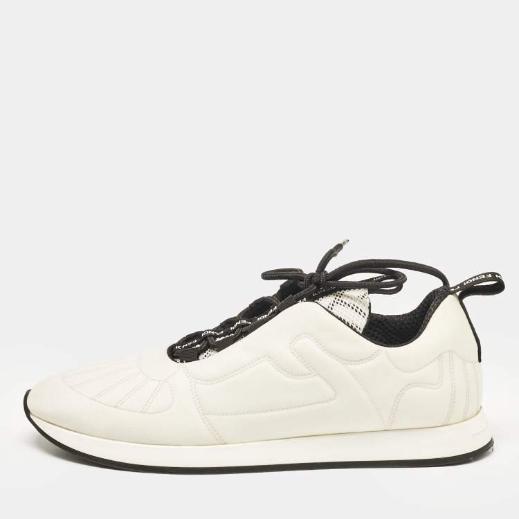 Pre Owned Fendi White Nylon FFreedom Low Top Sneakers Size 38