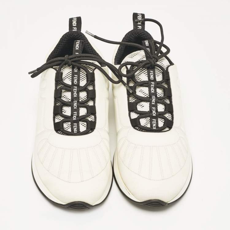 Pre Owned Fendi White Nylon FFreedom Low Top Sneakers Size 38