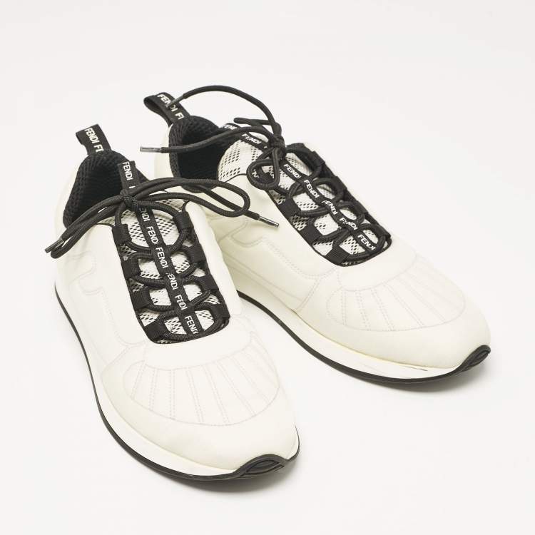 Pre Owned Fendi White Nylon FFreedom Low Top Sneakers Size 38