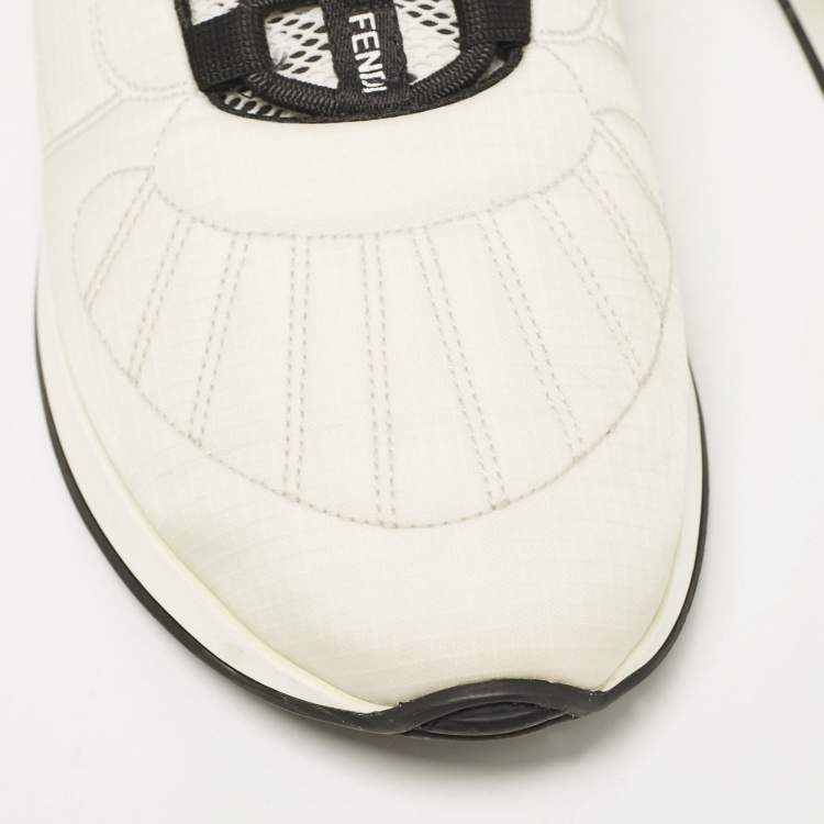 Pre Owned Fendi White Nylon FFreedom Low Top Sneakers Size 38