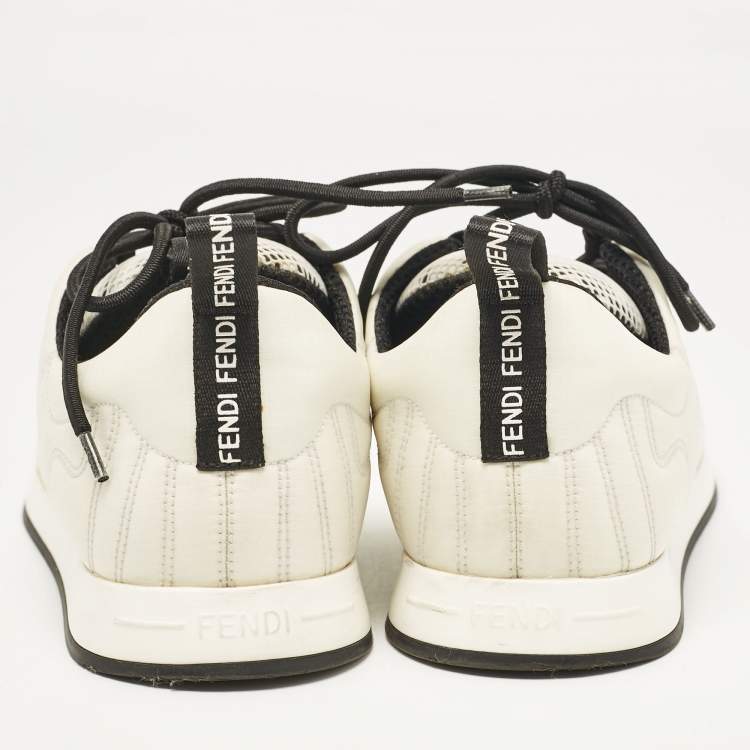 Pre Owned Fendi White Nylon FFreedom Low Top Sneakers Size 38