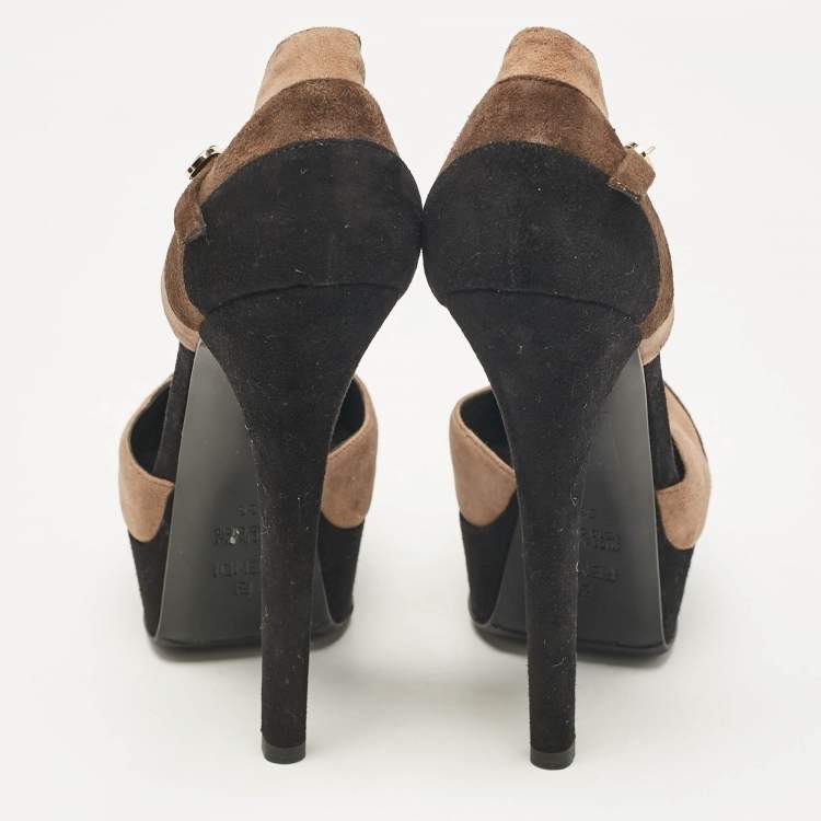 Pre Owned Fendi Multicolor Suede Mary Jane Pumps Size 38